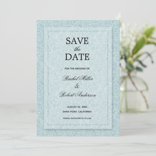 Floral Dusty Blue Save The Date (Staand voorkant)