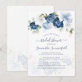 Floral Dusty Blue Script Foliage Vrijgezellenfeest Kaart (Voorkant / Achterkant)