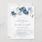 Floral Dusty Blue Script Foliage Vrijgezellenfeest Kaart (Voorkant)