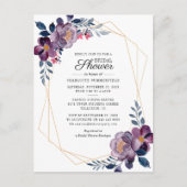 Floral Dusty Blue Script Geometric Vrijgezellenfee Uitnodiging Briefkaart (Voorkant)