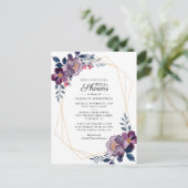 Floral Dusty Blue Script Geometric Vrijgezellenfee Uitnodiging Briefkaart (Staand voorkant)