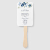 Floral Dusty Blue Script Wedding Programme Handwaaier (Voorkant)