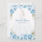 Floral Dusty Blue & Silver Princess Quinceañera Kaart (Achterkant)