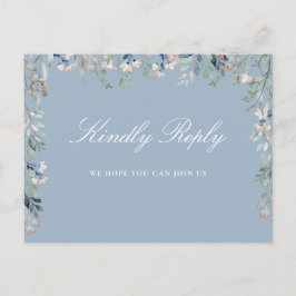 Floral Dusty Blue Song Aanvraag RSVP Briefkaart