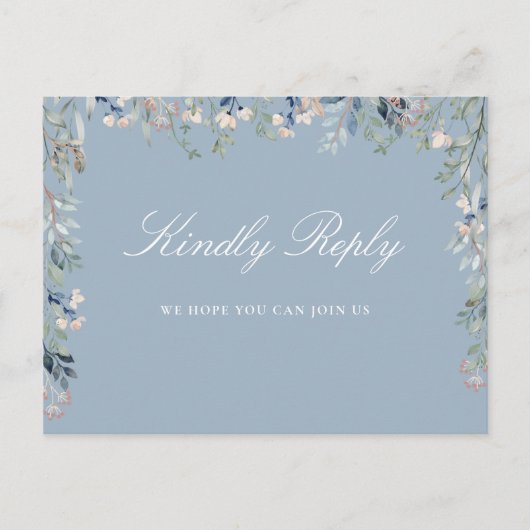 Floral Dusty Blue Song Aanvraag RSVP Briefkaart (Voorkant)