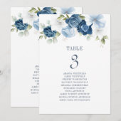 Floral Dusty Blue Table Number 3 Weddenschap Kaart (Voorkant / Achterkant)