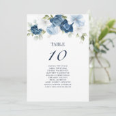 Floral Dusty Blue Table Number Weddenschap Kaart (Staand voorkant)