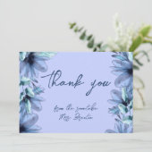 Floral dusty blue violet bedankkaart (Staand voorkant)
