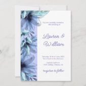 Floral dusty-blue violet waterverf Wedding Invit Kaart (Voorkant)