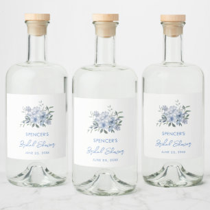 Floral Dusty Blue Vrijgezellenfeest Favor Likeurfles Etiket