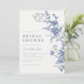 Floral Dusty Blue Vrijgezellenfeest Kaart (Staand voorkant)