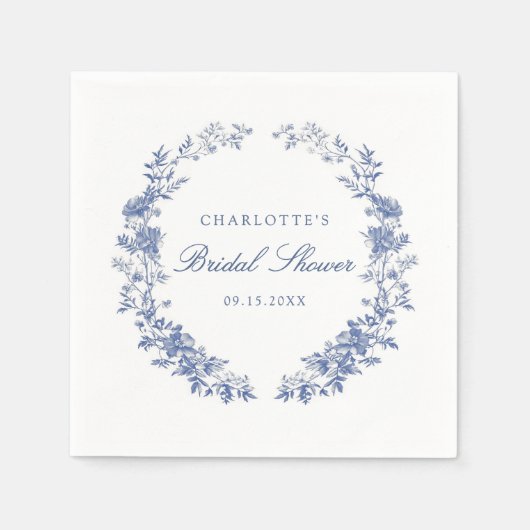 Floral Dusty Blue Vrijgezellenfeest Servet (Voorkant)
