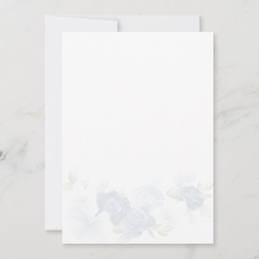 Floral Dusty Blue Waterverf Rehearsal Dinner Kaart (Achterkant)