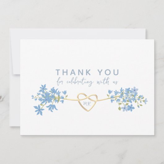 Floral Dusty Blue Wedding Hartelijk dank Bedankkaart (Voorkant)