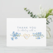 Floral Dusty Blue Wedding Hartelijk dank Bedankkaart (Staand voorkant)