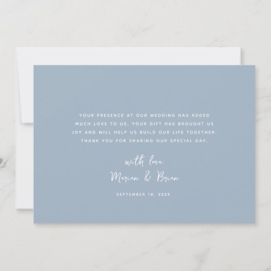 Floral Dusty Blue Wedding Hartelijk dank Bedankkaart (Achterkant)