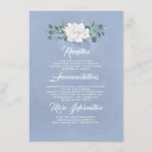 Floral Dusty Blue Wedding Informatie Gast Informatiekaartje (Voorkant)