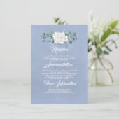 Floral Dusty Blue Wedding Informatie Gast Informatiekaartje (Staand voorkant)