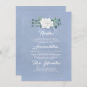 Floral Dusty Blue Wedding Informatie Gast Informatiekaartje (Voorkant / Achterkant)