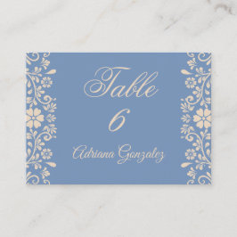 Floral Dusty Blue Wedding  Plaatskaartje