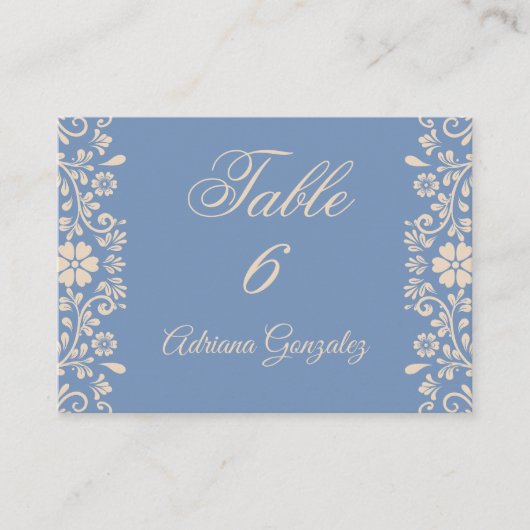 Floral Dusty Blue Wedding Plaatskaartje (Voorkant)