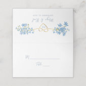 Floral Dusty Blue Wedding Place Card Plaatskaartje (Buitenkant ongevouwen)