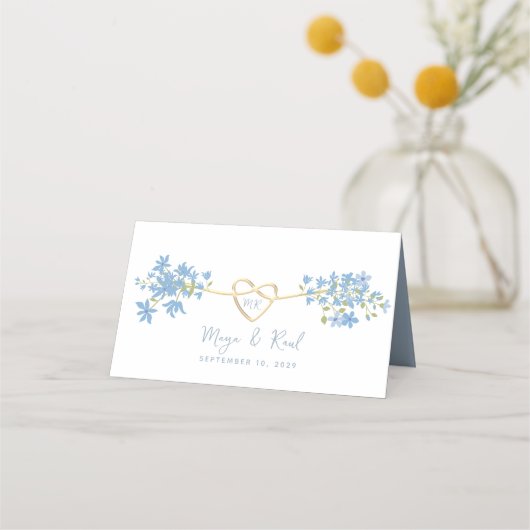 Floral Dusty Blue Wedding Place Card Plaatskaartje (Achterkant)