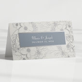 Floral Dusty Blue Wedding Place Card Plaatskaartje