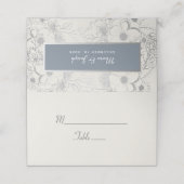 Floral Dusty Blue Wedding Place Card Plaatskaartje (Buitenkant ongevouwen)