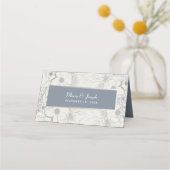 Floral Dusty Blue Wedding Place Card Plaatskaartje (Achterkant)