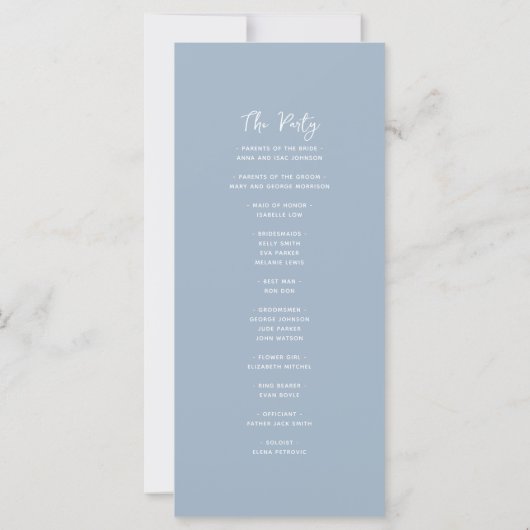 Floral Dusty Blue Wedding Programme (Achterkant)