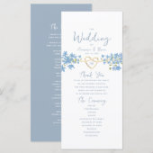 Floral Dusty Blue Wedding Programme (Voorkant / Achterkant)