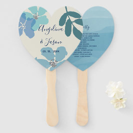 Floral Dusty Blue Wedding Programme Handwaaier