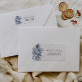 Floral Dusty Blue Wedding Return-adres Etiket