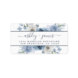 Floral Dusty Blue Wedding Return-adres Etiket