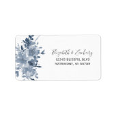 Floral Dusty Blue Wedding RSVP Adres Etiket (Voorkant)