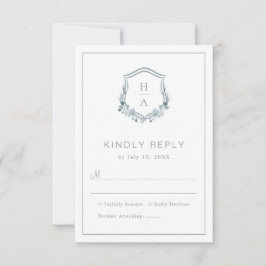Floral Dusty Blue Wedding RSVP Kaartje
