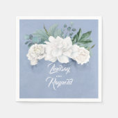 Floral Dusty Blue Wedding Servet (Voorkant)