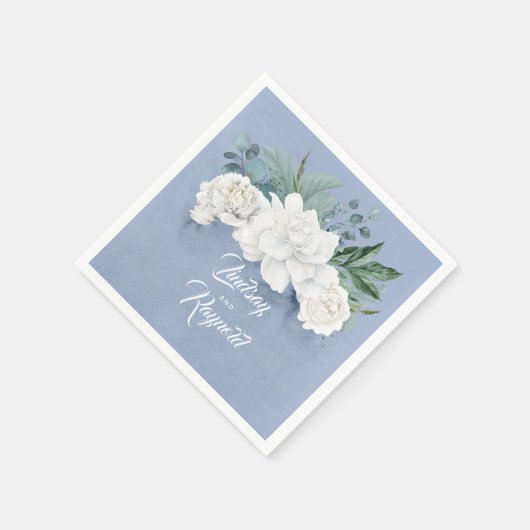 Floral Dusty Blue Wedding Servet (Hoek)