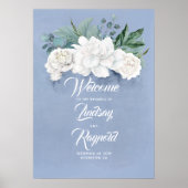 Floral Dusty Blue Wedding Welcome Poster (Voorkant)