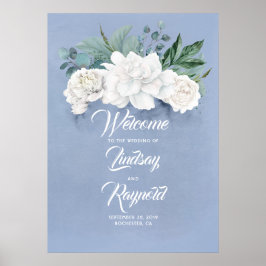 Floral Dusty Blue Wedding Welcome Poster