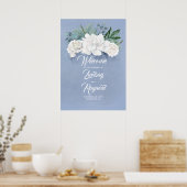Floral Dusty Blue Wedding Welcome Poster (Keuken)