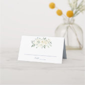Floral Dusty Blue White Greenery Elegant Wedding Plaatskaartje (Voorkant)