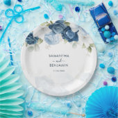 Floral Dusty Blue White Wedding Shower Papieren Bordje (Feest)