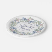 Floral Dusty Blue Wreath Bridal Shower Papieren Bordje (Gekanteld)