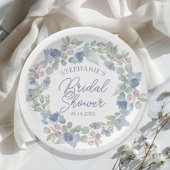 Floral Dusty Blue Wreath Bridal Shower Papieren Bordje