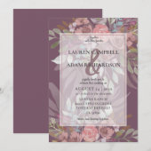 Floral Dusty Burgundy Ampersand Wedding Kaart (Voorkant / Achterkant)