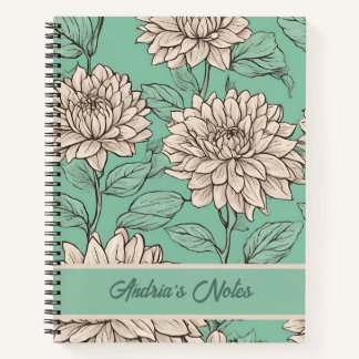 Floral Dusty Gray Dahlia Gepersonaliseerd Notitieb Notitieboek