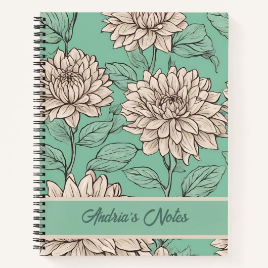 Floral Dusty Gray Dahlia Gepersonaliseerd Notitieb Notitieboek (Voorkant)
