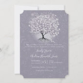 Floral Dusty Lavender Heart Leaf Tree Wedding Kaart (Voorkant)